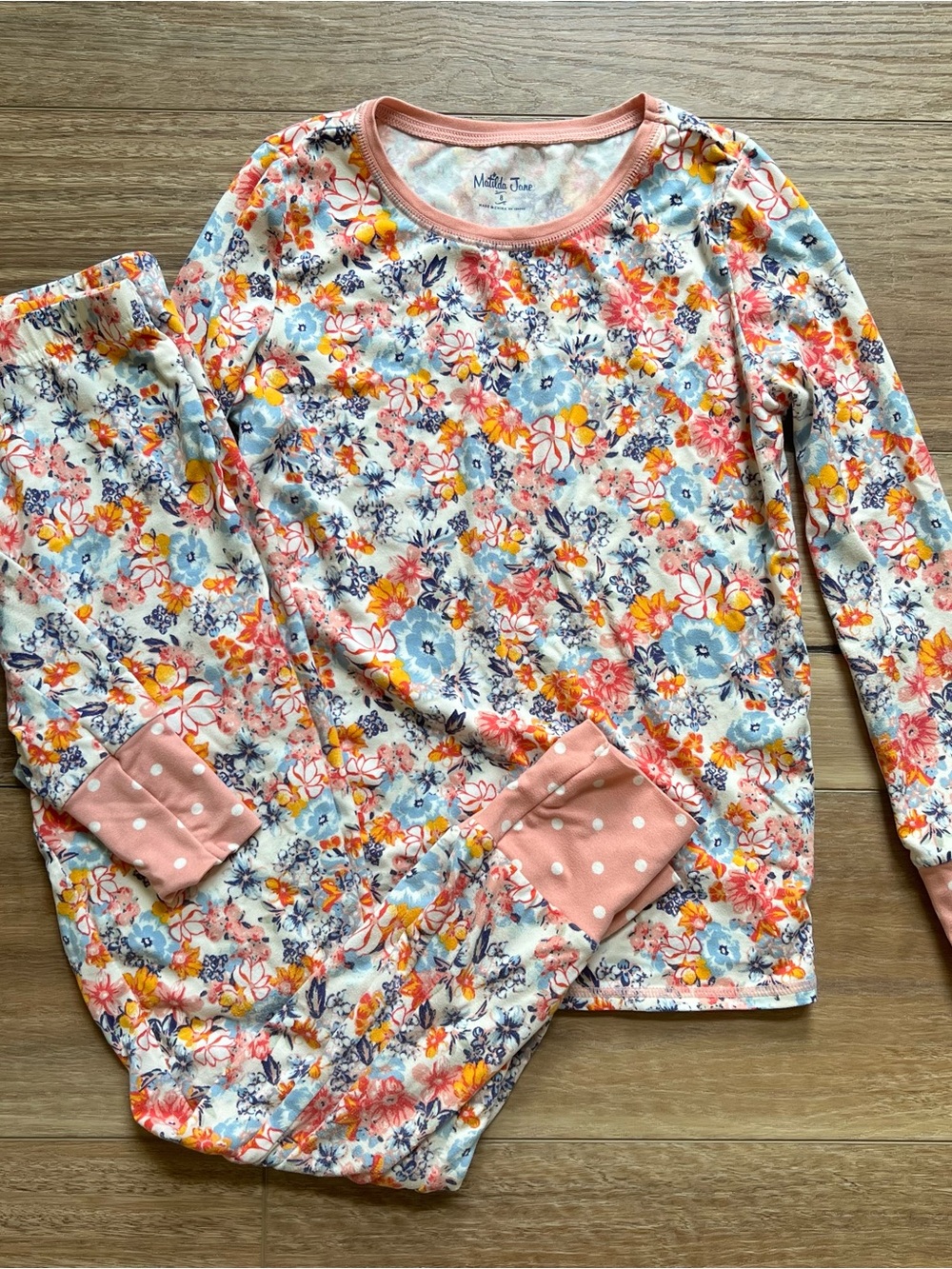 Matilda Jane Coral Peach Floral Pajama Set girls 8